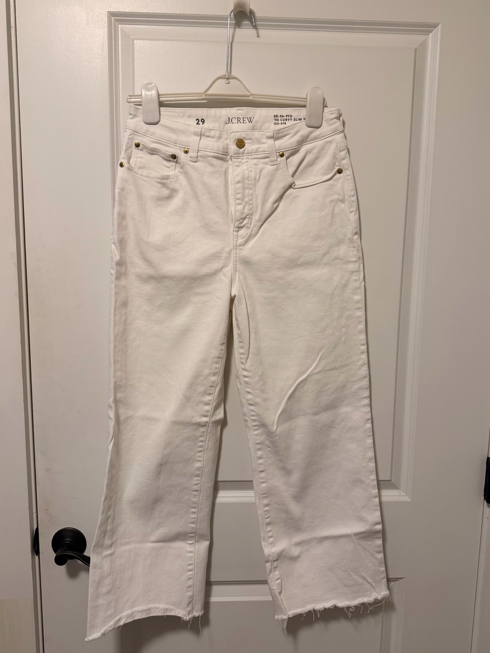 J. Crew 96’ Curvy Slim White Cropped Jeans with Raw Hem